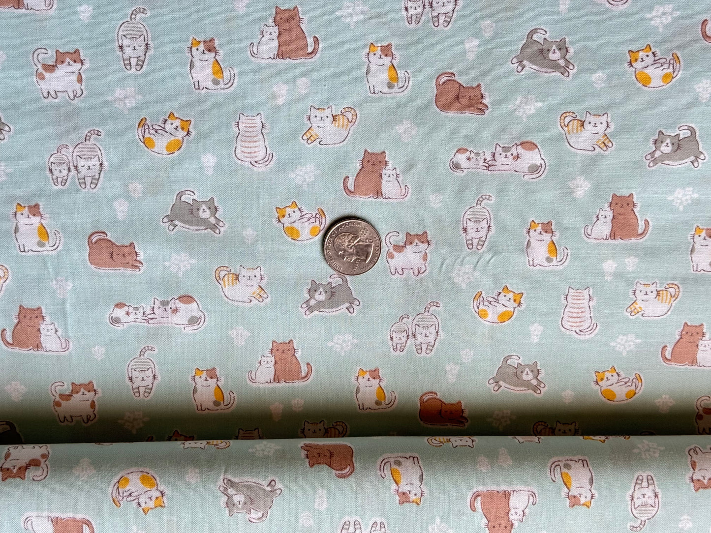 Kawaii Cats Blue Japanese Fabric