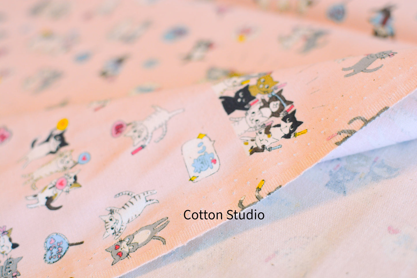 Kokka Funny Cats Pink Kawaii Japanese Fabric