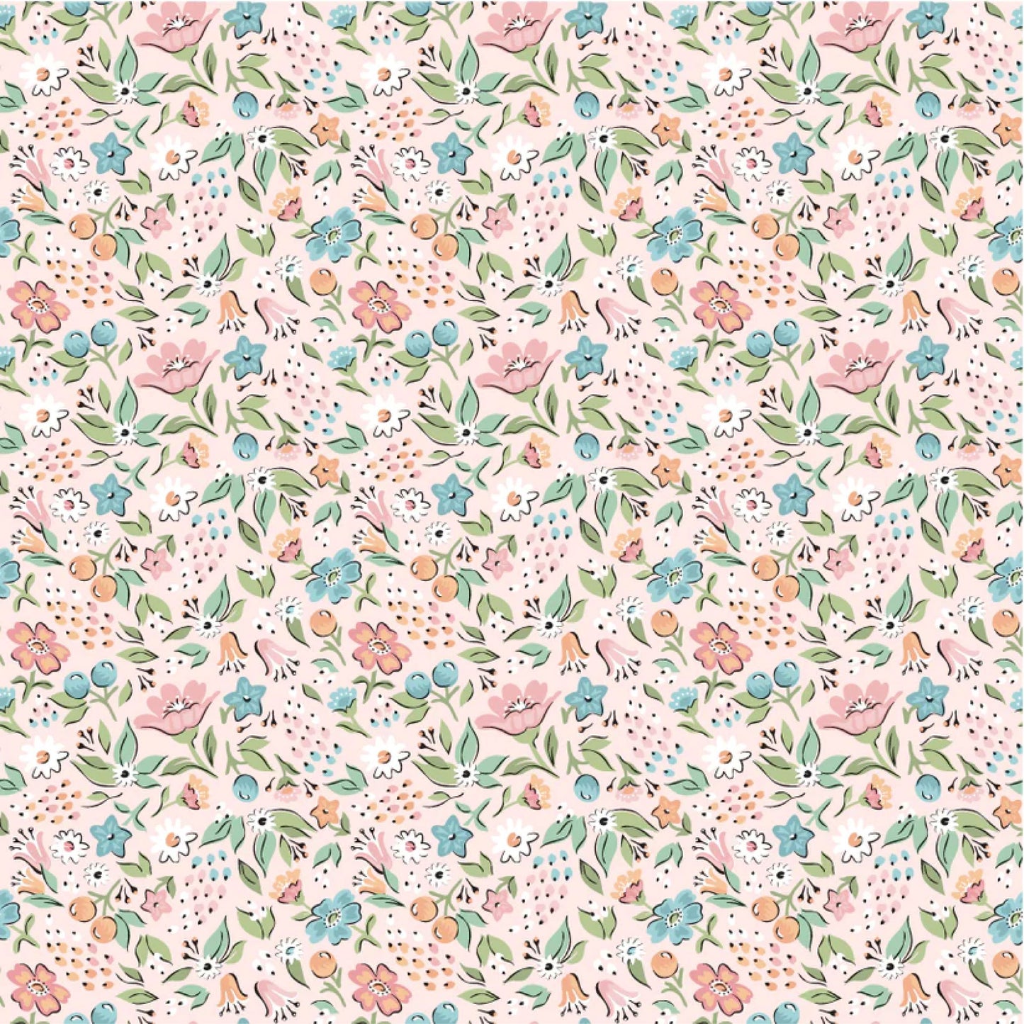 Garden Party Freshly Picked Blush Poppie Cotton Fabric