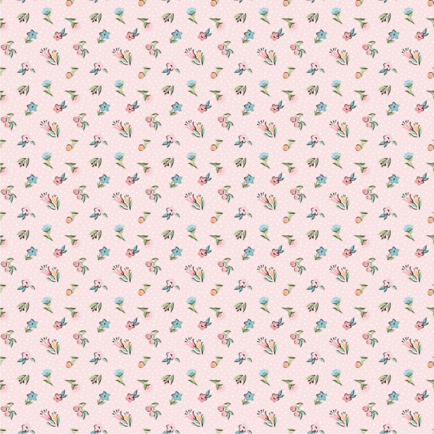 Garden Party Mini Blossoms Blush Poppie Cotton Fabric