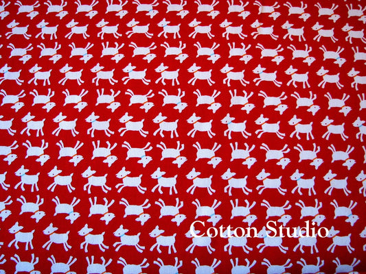 Baby Goat Red Oxford Cotton Fabric by Cosmo