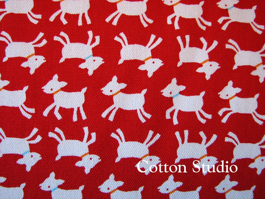 Baby Goat Red Oxford Cotton Fabric by Cosmo