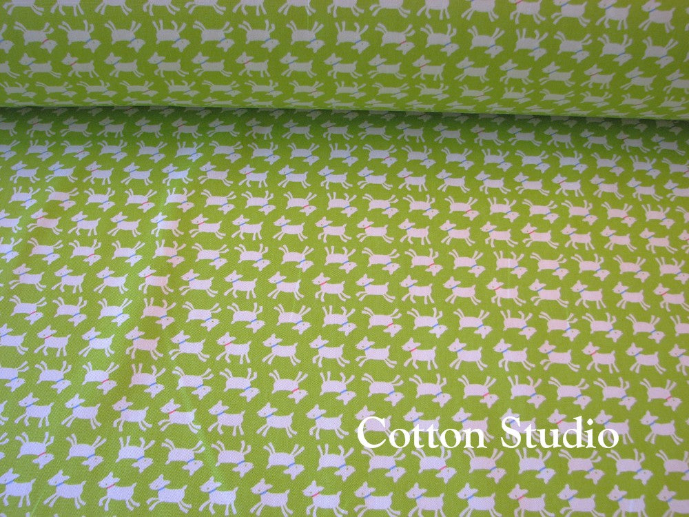 Baby Goat Lime Green Oxford Cotton Fabric by Cosmo