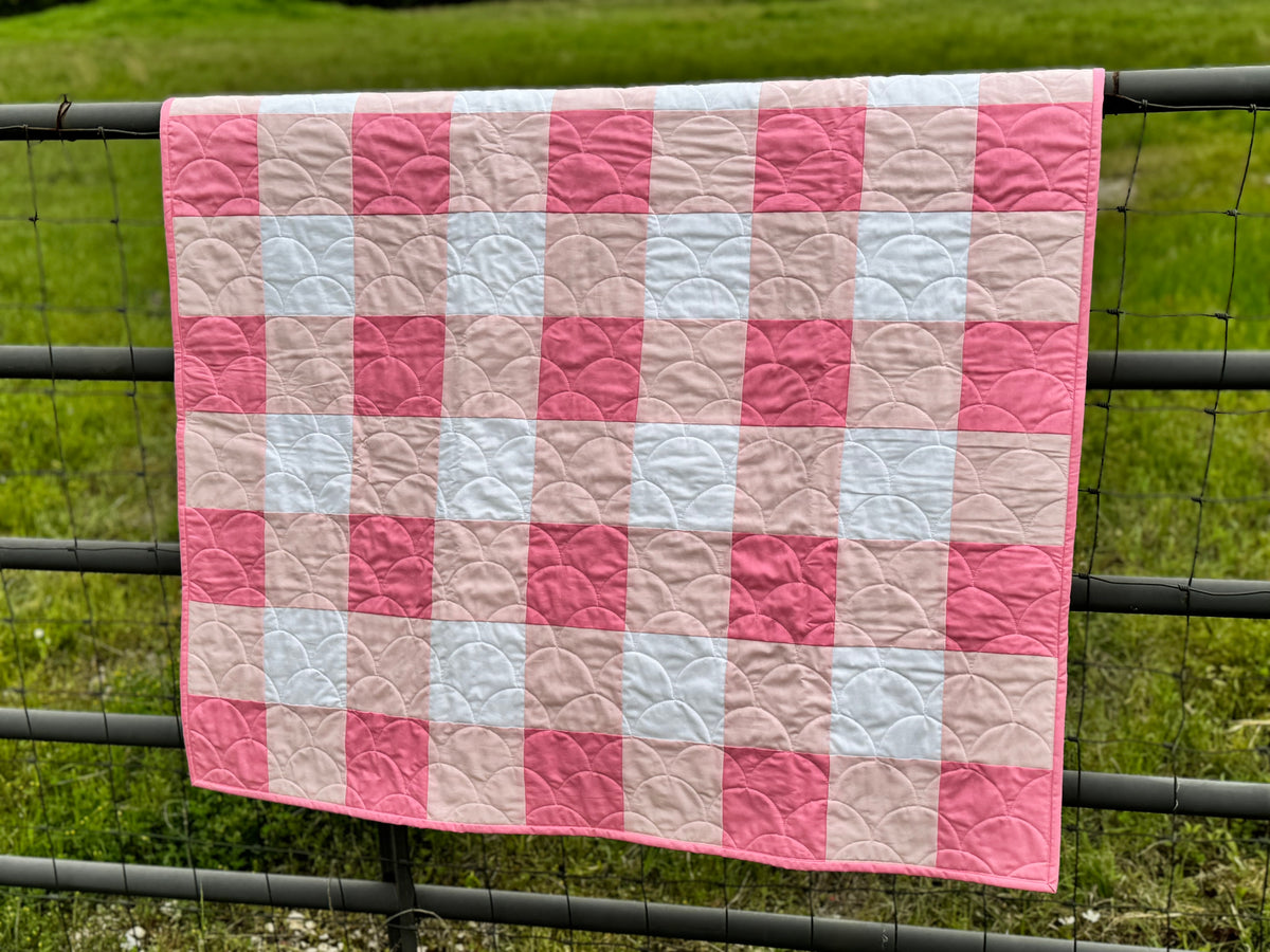 Gingham Baby Quilt Kit Precut Pink
