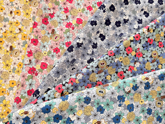 Cotton Kobayashi Cats & Flowers Japanese Broadcloth Fabric