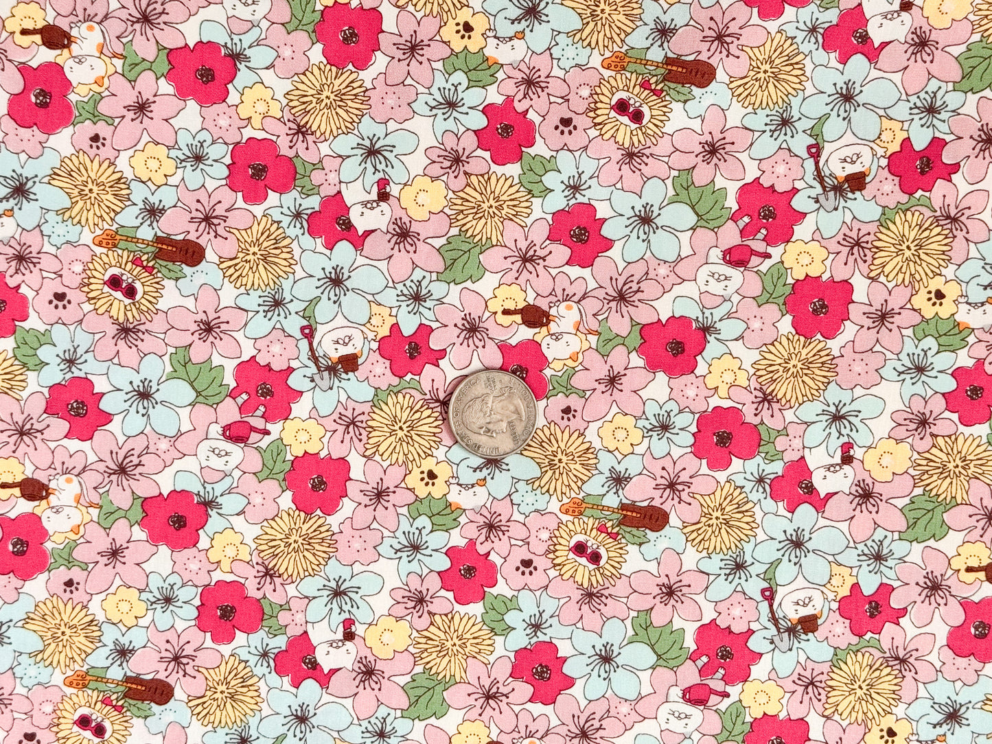 Cotton Kobayashi Cats & Flowers Japanese Broadcloth Fabric