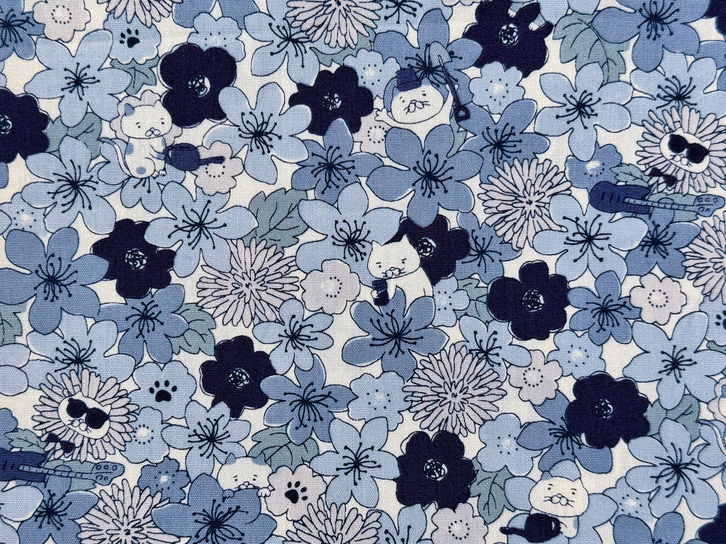Cotton Kobayashi Cats & Flowers Japanese Broadcloth Fabric