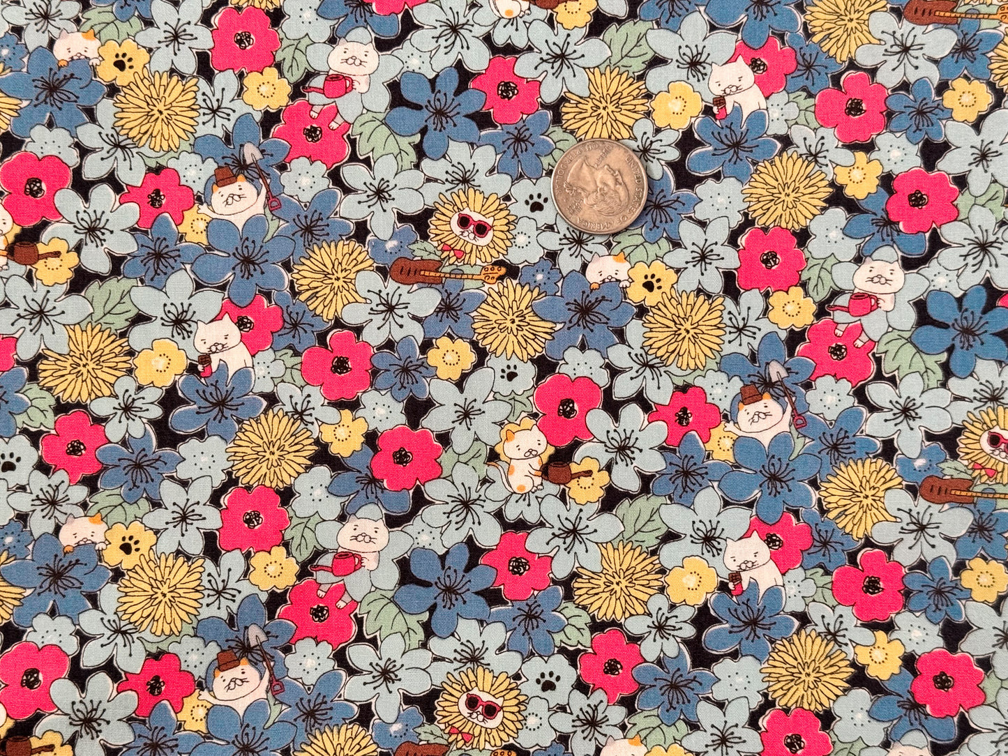 Cotton Kobayashi Cats & Flowers Japanese Broadcloth Fabric