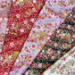 Japanese Fabric Paper Crane and Flowers Cherry Blossoms Metallic Gold Accent