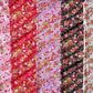 Japanese Fabric Paper Crane and Flowers Cherry Blossoms Metallic Gold Accent