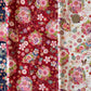 Japanese Fabric Fan Butterfly and Flower Bouquet Metallic Gold Accent