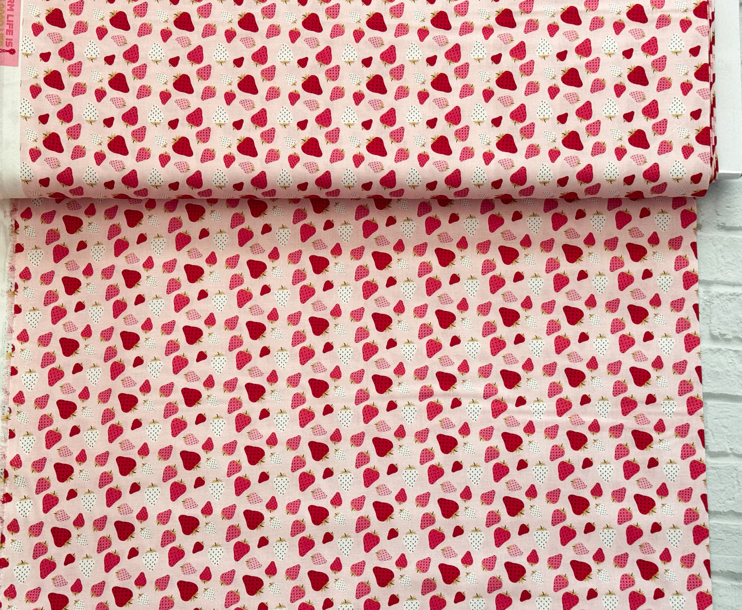 Poppie Cotton Prairie Sisters Homestead Strawberry Patch Pink Quilting Fabric