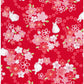 Kokka Rabbits and Sakura Cotton Dobby YGA-89040-1C Red Japanese Fabric