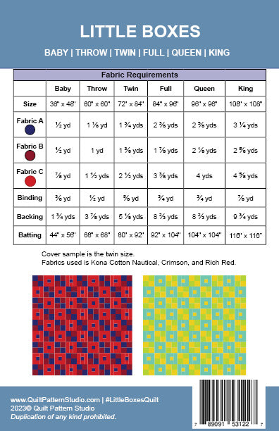 Little Boxes Easy Quilt Pattern 6 Size - PDF Download