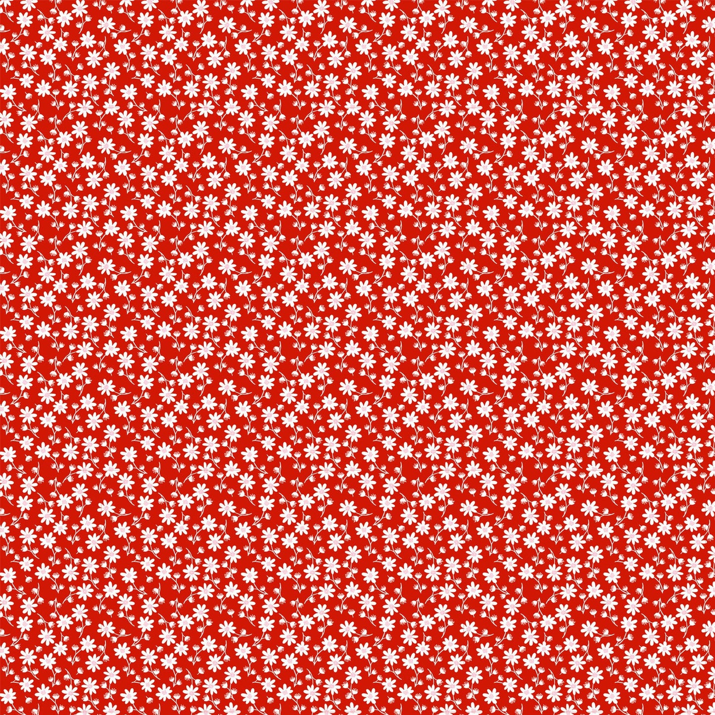 Poppie Cotton Fabric Elise Sweet Daisy Red