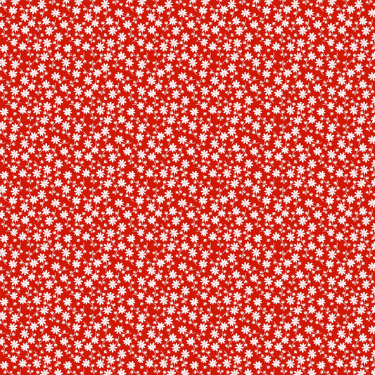 Poppie Cotton Fabric Elise Sweet Daisy Red