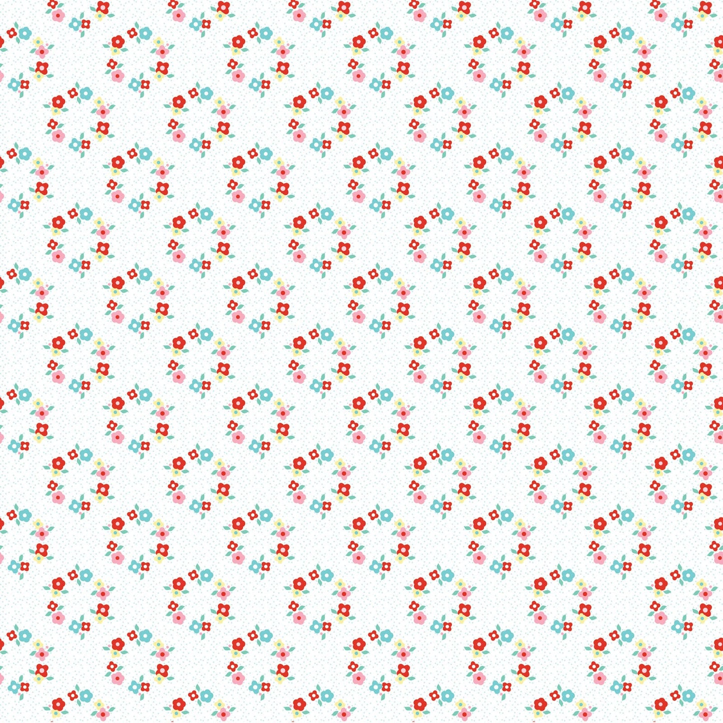 Poppie Cotton Fabric Market Day Floral Wreath White
