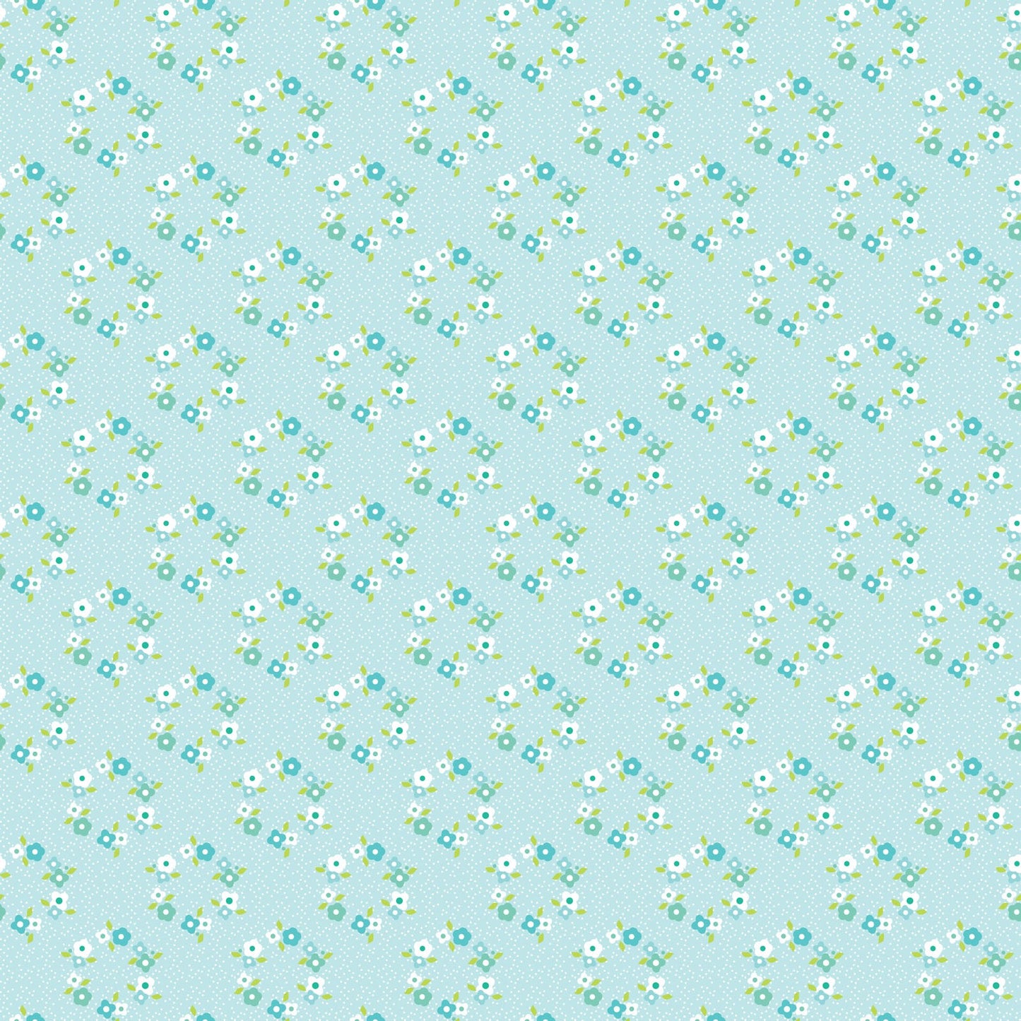 Poppie Cotton Fabric Market Day Floral Wreath Teal