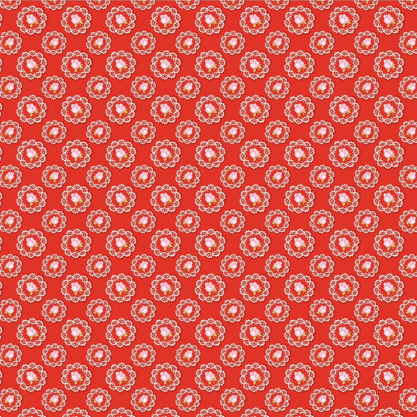 Poppie Cotton Market Day Doily Red Fabric