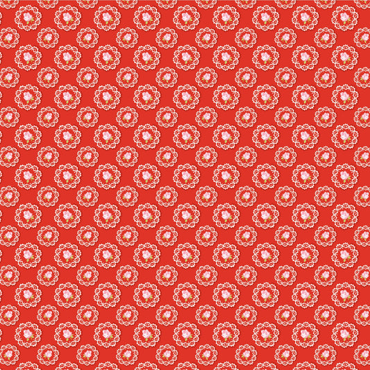 Poppie Cotton Market Day Doily Red Fabric