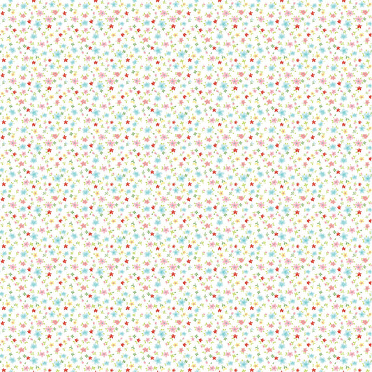 Poppie Cotton Fabric Market Day Tiny Flowers White