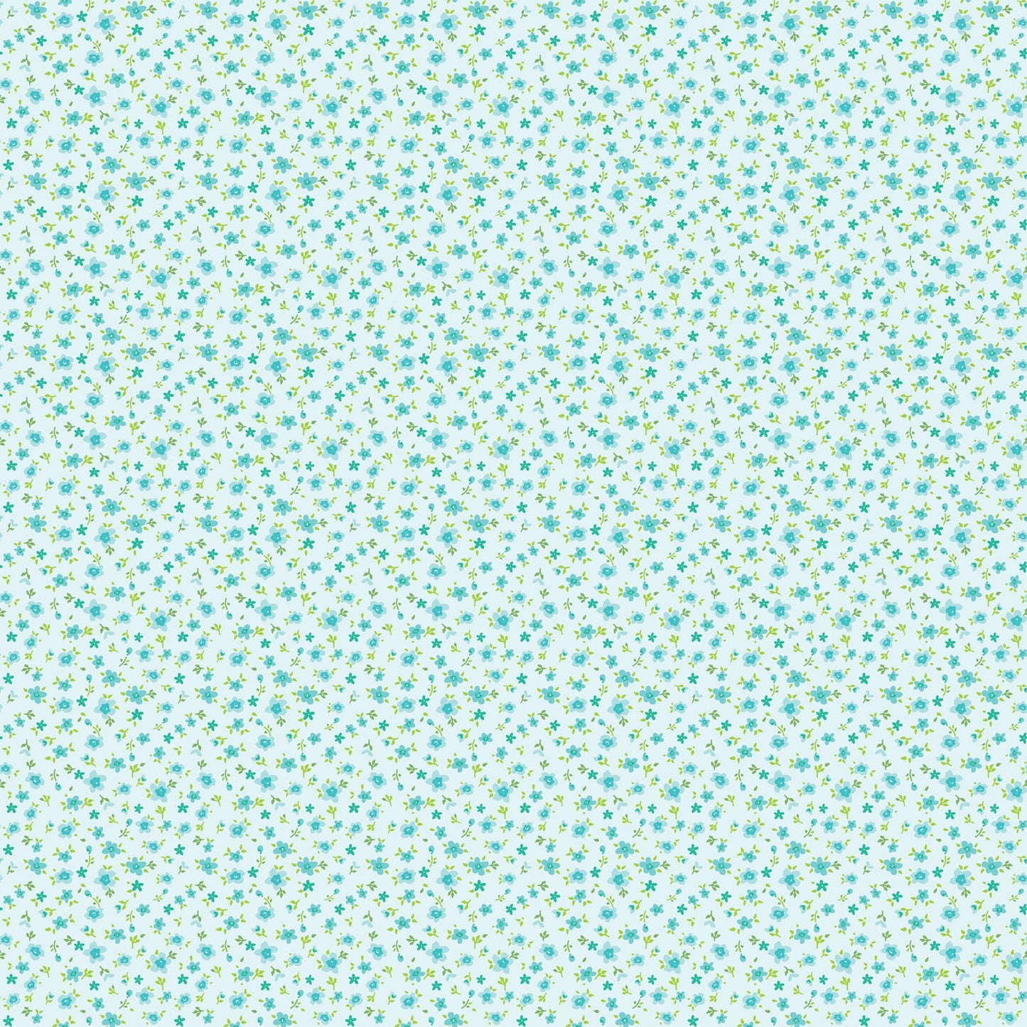 Poppie Cotton Fabric Market Day Tiny Flowers Teal