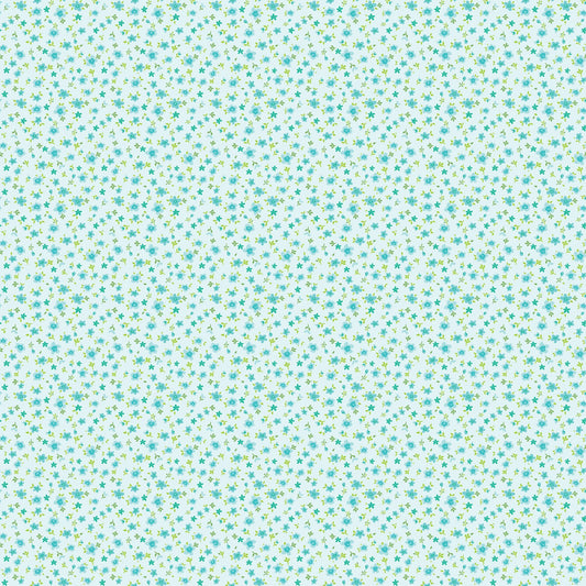 Poppie Cotton Fabric Market Day Tiny Flowers Teal