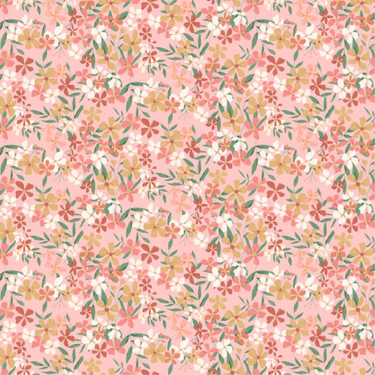 Painted Blossoms Pink Poppie Cotton Fabric