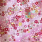 Japanese Fabric Paper Crane and Flowers Cherry Blossoms Metallic Gold Accent