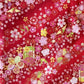 Japanese Fabric Paper Crane and Flowers Cherry Blossoms Metallic Gold Accent