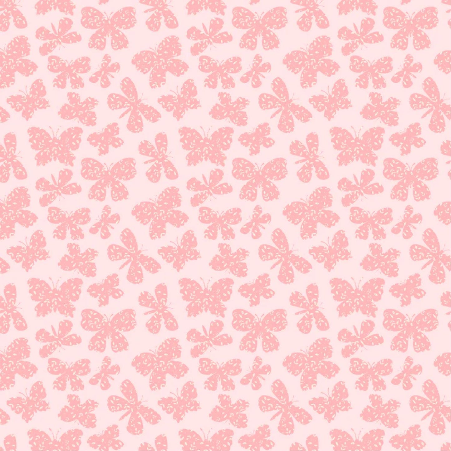 Painted Blossoms Scattered Butterflies Pink Poppie Cotton Fabric