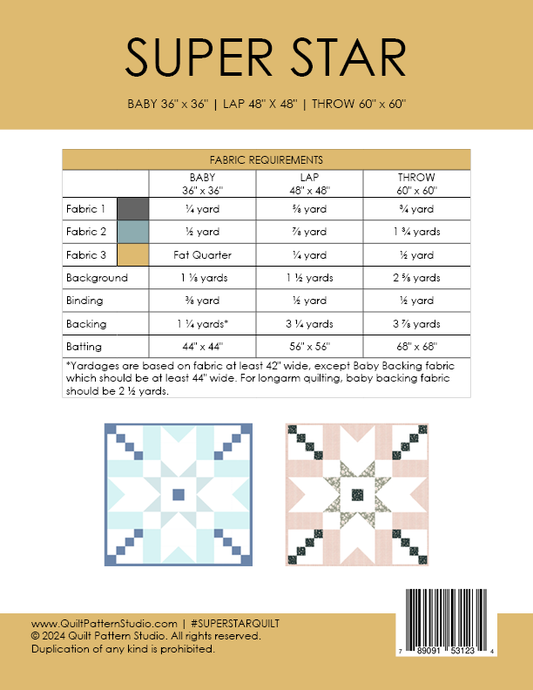 Super Star Quilt PDF Pattern 3 sizes