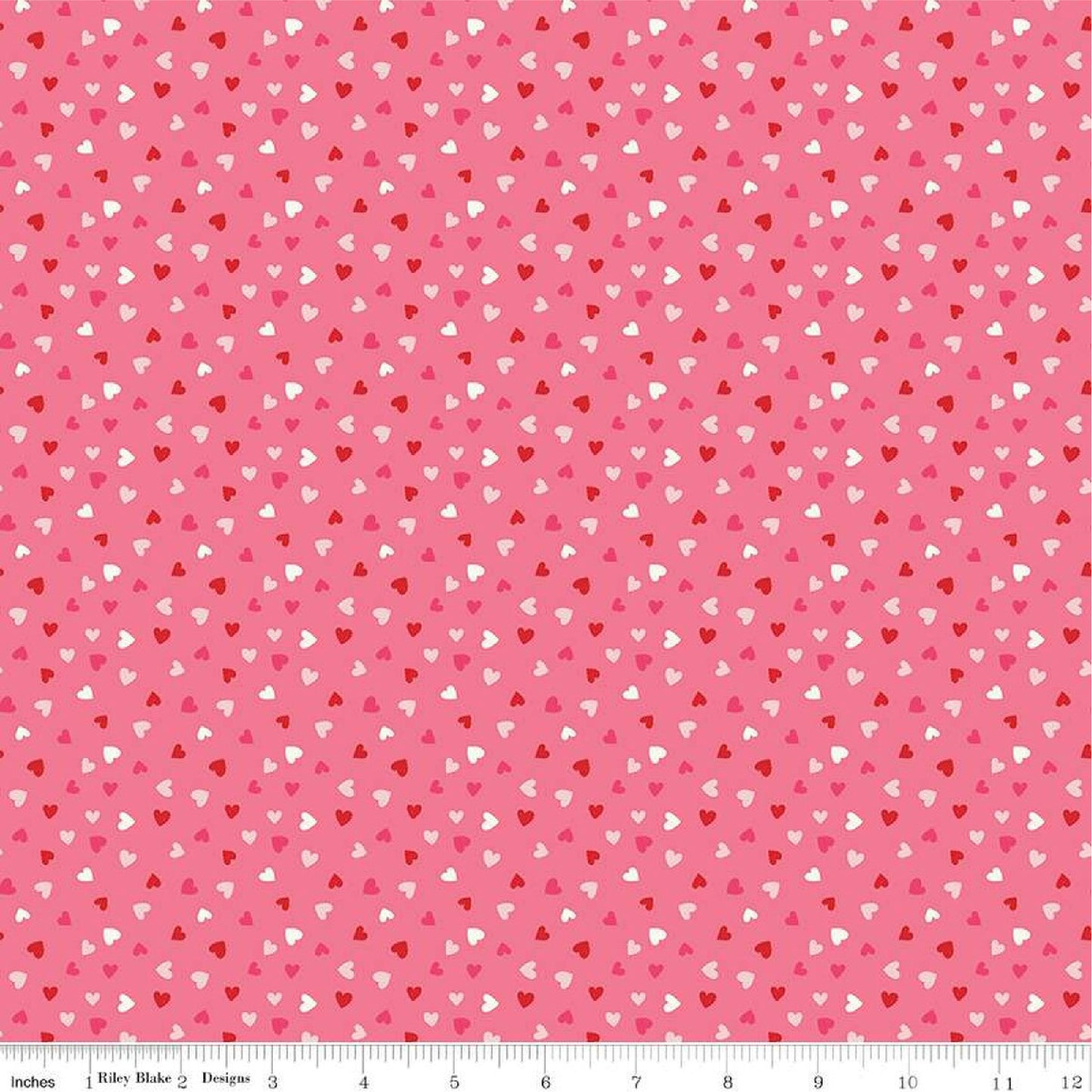 Riley Blake Sweetheart Heart Toss Hot Pink Quilting Fabric