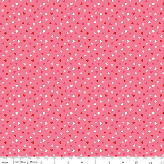 Riley Blake Sweetheart Heart Toss Hot Pink Quilting Fabric
