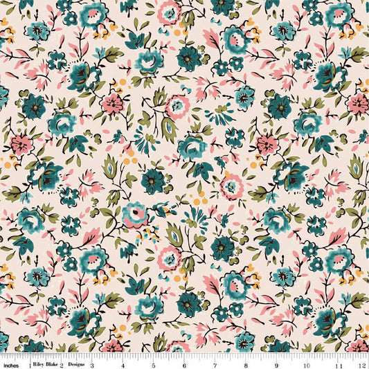 Wide Back Piece & Plenty Floral Latte Riley Blake 108" Wide Quilt Back Fabric