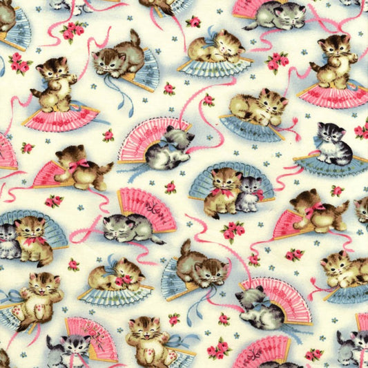Smitten Kittens on Cream Michael Miller Fabrics CX4059-CREM-D