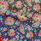 Japanese Fabric Fan Butterfly and Flower Bouquet Metallic Gold Accent