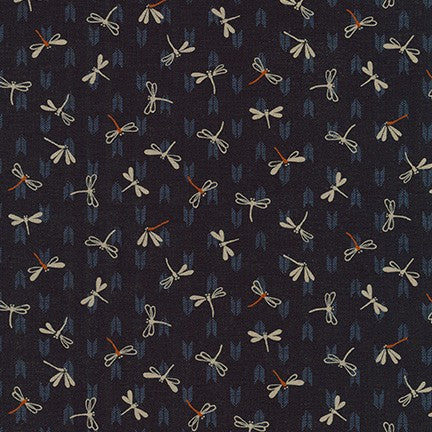 Japanese Fabric Dragonfly in Navy Blue Sevenberry Kasuri